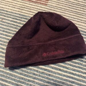 Columbia Women's Deep Plum Fleece Beanie with Pink Logo